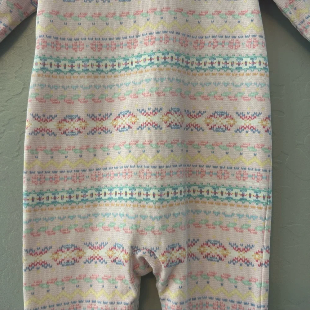 Ralph Lauren light pink fair isle print ruffled coverall size 6 months